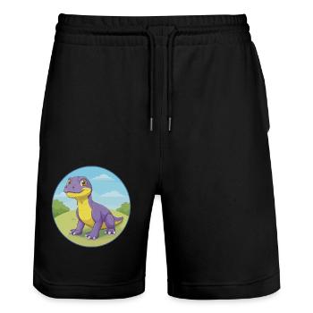 Komodo Dragon Cute Kawaii Cartoon Clipart Animal - Stanley/Stella Trainer Unisex Organic Jogging Shorts - black - Front - Nik (191cm) & Marisol (170cm)