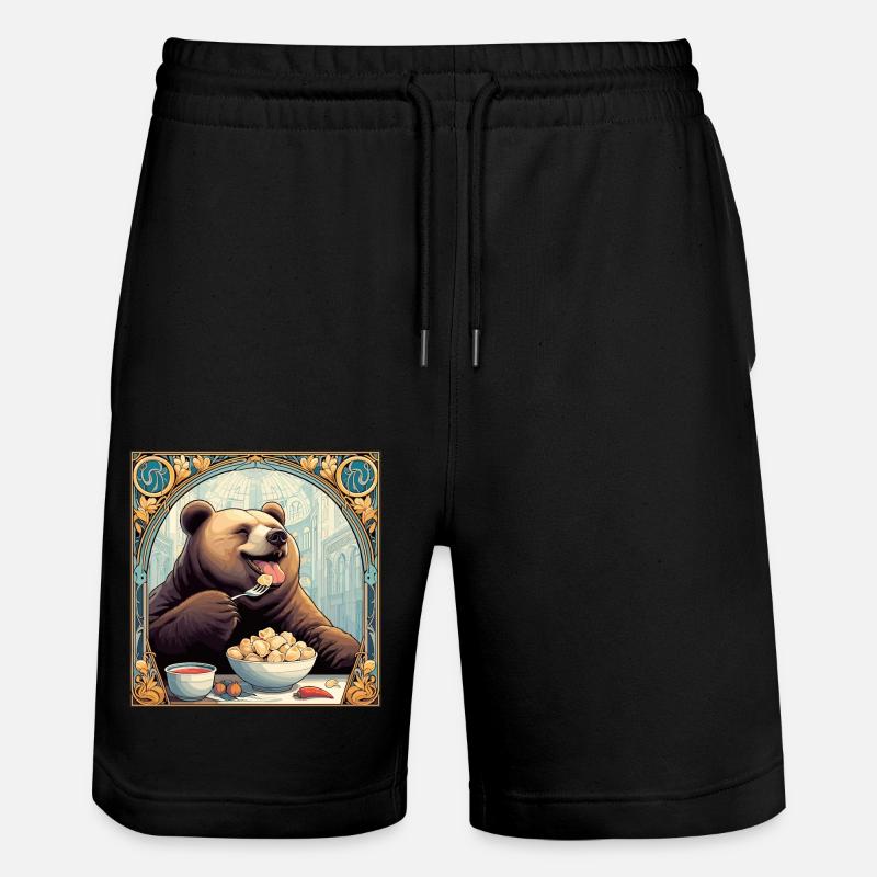 Pelmeni Bear Russian Gift - Stanley/Stella Trainer Unisex Organic Jogging Shorts - black
