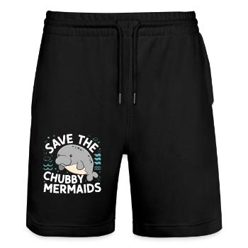 Rettet die dicken Meerjungfrauen - Stanley/Stella Trainer Unisex Organic Jogging Shorts - black - Front - Nik (191cm) & Marisol (170cm)