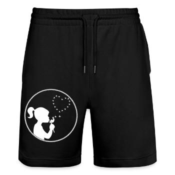 mädchen pusteblume herz weiss - Stanley/Stella Unisex Bio Joggingshorts Trainer  - Schwarz - Vorne - Nik (191cm) & Marisol (170cm)