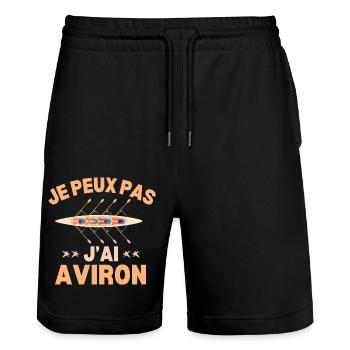 Drôle Bateaux Rameur Sport Je Peux Pas J'ai Aviron - Short de jogging bio TRAINER Stanley/Stella unisexe - noir - Devant - Nik (191cm) & Marisol (170cm)