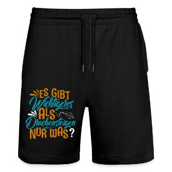 Drachensteigen Drachen Steigen - Stanley/Stella Unisex Bio Joggingshorts Trainer  - Schwarz - Vorne - Nik (191cm) & Marisol (170cm)