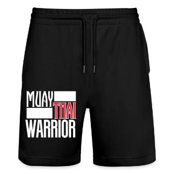 Muay Thai - Stanley/Stella Trainer Unisex Organic Jogging Shorts - black - Front - Nik (191cm) & Marisol (170cm)