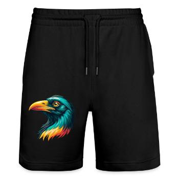 corbeau mignon kawaii dessin animé clipart visage d’animal - Short de jogging bio TRAINER Stanley/Stella unisexe - noir - Devant - Nik (191cm) & Marisol (170cm)