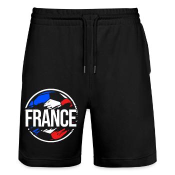 Frankreich Fußball - Stanley/Stella Unisex Bio Joggingshorts Trainer  - Schwarz - Vorne - Nik (191cm) & Marisol (170cm)
