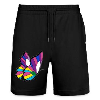 papillon pansexuel bisexuel androgyne - Short de jogging bio TRAINER Stanley/Stella unisexe - noir - Devant - Nik (191cm) & Marisol (170cm)