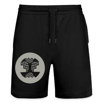 Circular-Inner-design - Stanley/Stella Trainer Unisex Organic Jogging Shorts - black - Front - Nik (191cm) & Marisol (170cm)