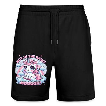 Trauriges Einhorn in „Nicht in der Stimmung“ - Stanley/Stella Unisex Bio Joggingshorts Trainer  - Schwarz - Vorne - Nik (191cm) & Marisol (170cm)