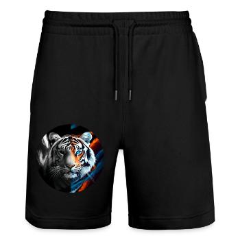 La force sauvage et libre du tigre - Short de jogging bio TRAINER Stanley/Stella unisexe - noir - Devant - Nik (191cm) & Marisol (170cm)