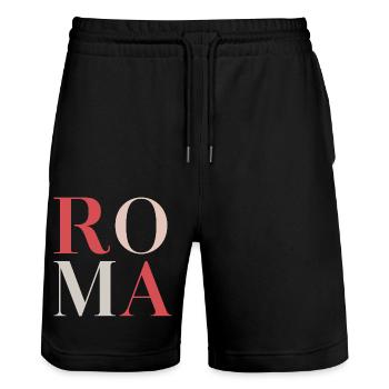 Roma - Short de jogging bio TRAINER Stanley/Stella unisexe - noir - Devant - Nik (191cm) & Marisol (170cm)