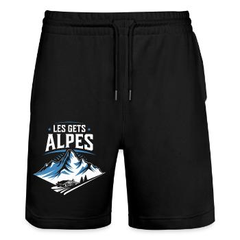 Les Gets - Alpes - Short de jogging bio TRAINER Stanley/Stella unisexe - noir - Devant - Nik (191cm) & Marisol (170cm)