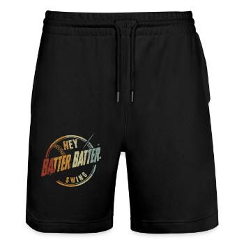 Baseball Sport Baseballspieler Pitcher Catcher USA - Stanley/Stella Unisex Bio Joggingshorts Trainer  - Schwarz - Vorne - Nik (191cm) & Marisol (170cm)