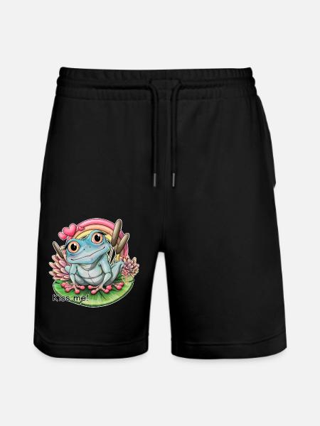 "Küss mich!" Frosch - Stanley/Stella Unisex Bio Joggingshorts Trainer  - Schwarz