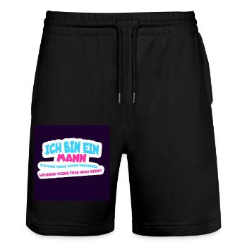 I'm a man, forget things humor - Stanley/Stella Trainer Unisex Organic Jogging Shorts - black - Front - Nik (191cm) & Marisol (170cm)