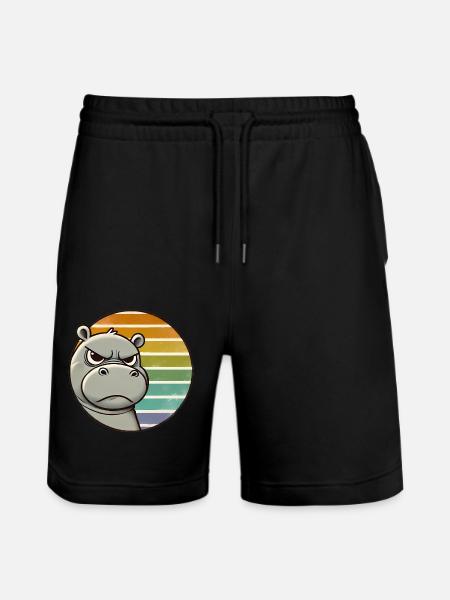 Grumpy Hippo Retro Rainbow Design - Short de jogging bio TRAINER Stanley/Stella unisexe - noir