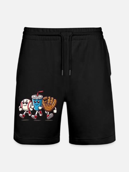 Fun Baseball Cartoon Characters - Stanley/Stella Trainer Unisex Organic Jogging Shorts - black
