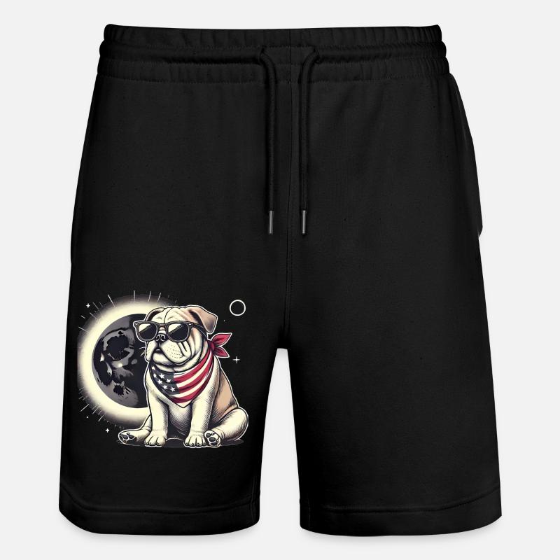Patriotic Bulldog Solar Eclipse - Stanley/Stella Trainer Unisex Organic Jogging Shorts - black