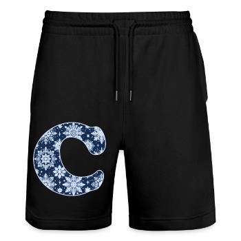 Buchstabe C Schneeflocken - Stanley/Stella Unisex Bio Joggingshorts Trainer  - Schwarz - Vorne - Nik (191cm) & Marisol (170cm)
