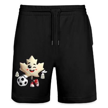 Mascotte de soccer de la feuille d’érable du Canada - Short de jogging bio TRAINER Stanley/Stella unisexe - noir - Devant - Nik (191cm) & Marisol (170cm)