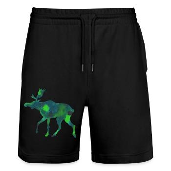 Moose Mosses Scandinavia Sweden Norway Autumn - Stanley/Stella Trainer Unisex Organic Jogging Shorts - black - Front - Nik (191cm) & Marisol (170cm)