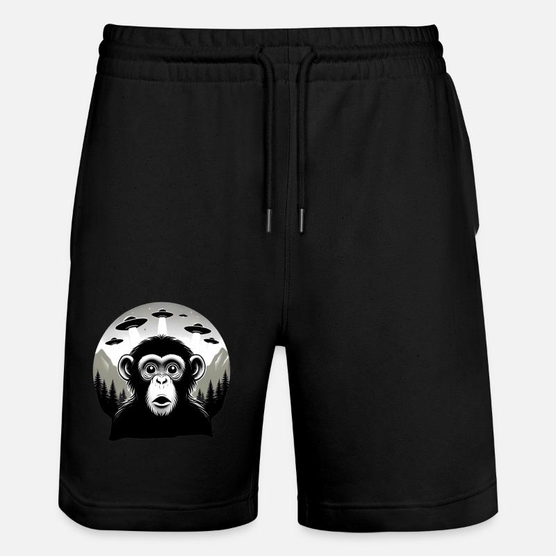Monkey with UFO - Stanley/Stella Unisex Bio Joggingshorts Trainer  - Schwarz
