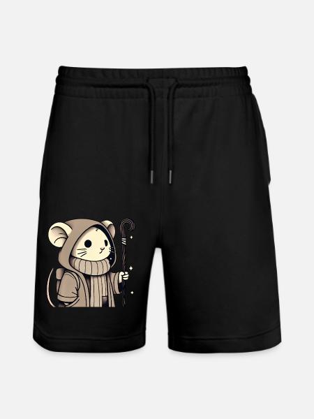 Avonturiersmuis in mantel met kap - Stanley/Stella uniseks bio-joggingshorts Mover  - zwart