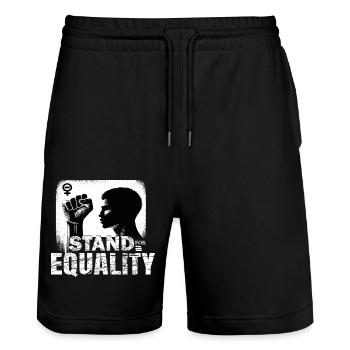 Stand for Equality - Stanley/Stella Trainer Unisex Organic Jogging Shorts - black - Front - Nik (191cm) & Marisol (170cm)