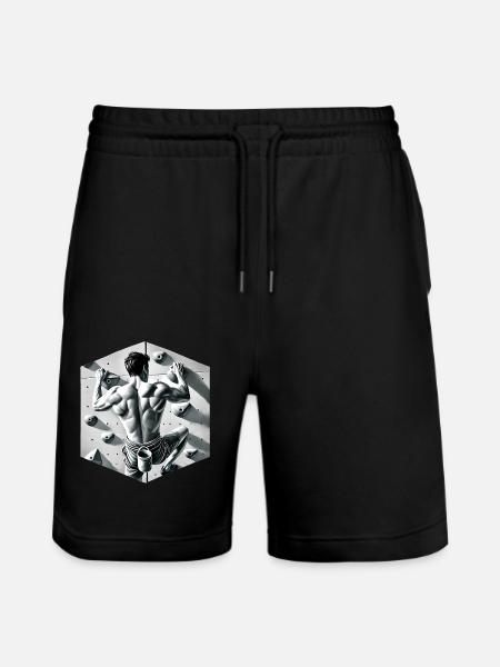 Graustufen-Kletterer-Illustration - Stanley/Stella Unisex Bio Joggingshorts Trainer - Schwarz