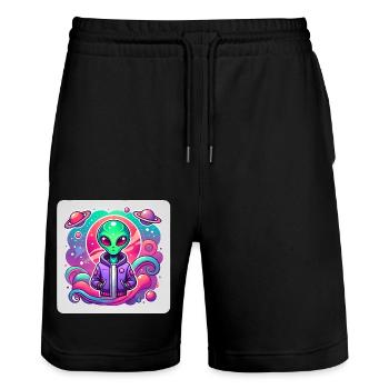 Kosmischer außerirdischer Reisender Illustration - Stanley/Stella Unisex Bio Joggingshorts Trainer  - Schwarz - Vorne - Nik (191cm) & Marisol (170cm)