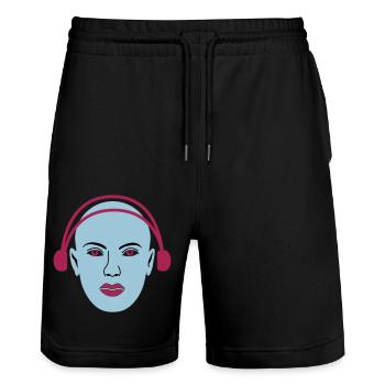 Alien écoute de la musique - Short de jogging bio TRAINER Stanley/Stella unisexe - noir - Devant - Nik (191cm) & Marisol (170cm)