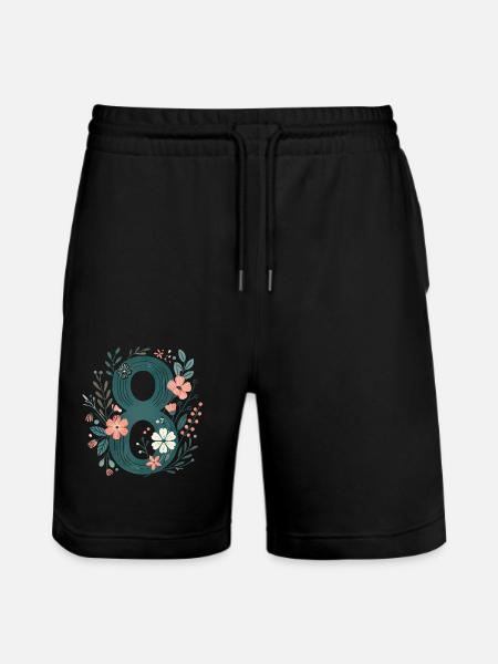 Floral Numéro 8 Design - Short de jogging bio TRAINER Stanley/Stella unisexe - noir
