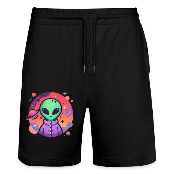 Voyageur extraterrestre Art cosmique - Short de jogging bio TRAINER Stanley/Stella unisexe - noir - Devant - Nik (191cm) & Marisol (170cm)