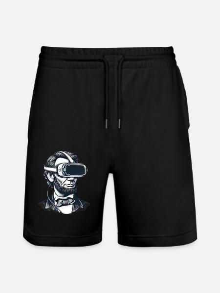 Lincoln in VR Headset Retro Design - Stanley/Stella Trainer Unisex Organic Jogging Shorts - black