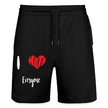 Hass auf alle Stopp Hass Anti Hass - Stanley/Stella Unisex Bio Joggingshorts Trainer  - Schwarz - Vorne - Nik (191cm) & Marisol (170cm)
