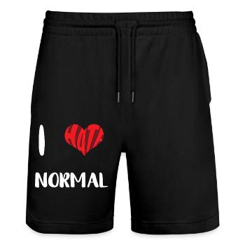 Hass Normal Stopp Hass Anti Hass - Stanley/Stella Unisex Bio Joggingshorts Trainer  - Schwarz - Vorne - Nik (191cm) & Marisol (170cm)