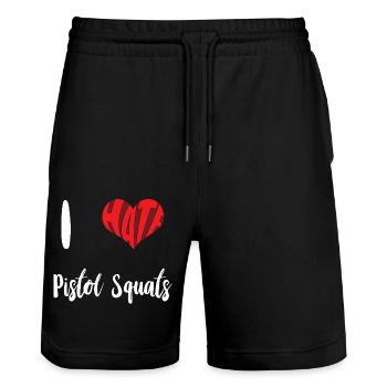Hasspistole Kniebeuge Stopp Hass Anti Hass - Stanley/Stella Unisex Bio Joggingshorts Trainer  - Schwarz - Vorne - Nik (191cm) & Marisol (170cm)