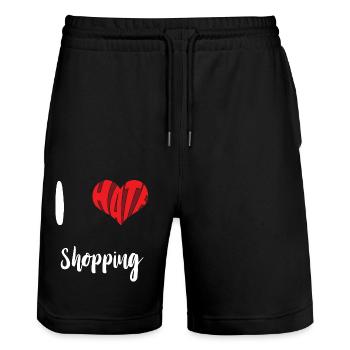 Hass Shopping Stopp Hass Anti Hass - Stanley/Stella Unisex Bio Joggingshorts Trainer  - Schwarz - Vorne - Nik (191cm) & Marisol (170cm)