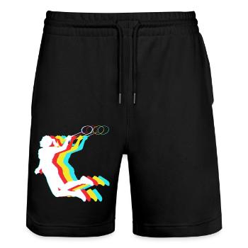 Badminton - Stanley/Stella Unisex Bio Joggingshorts Trainer  - Schwarz - Vorne - Nik (191cm) & Marisol (170cm)