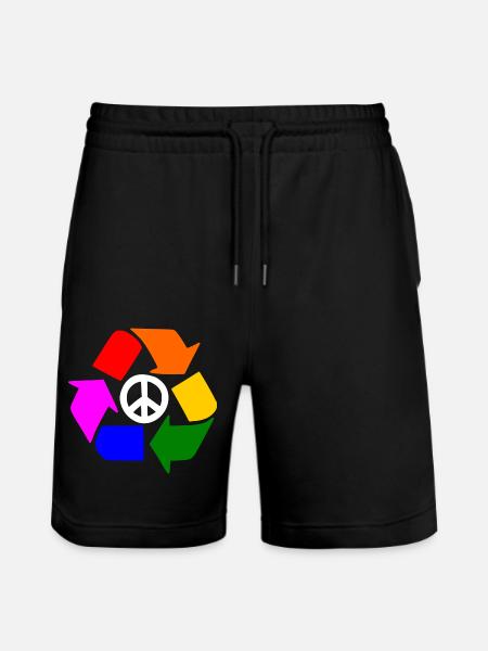 Peace lgbt sign - peace sign - Stanley/Stella Trainer Unisex Organic Jogging Shorts - black
