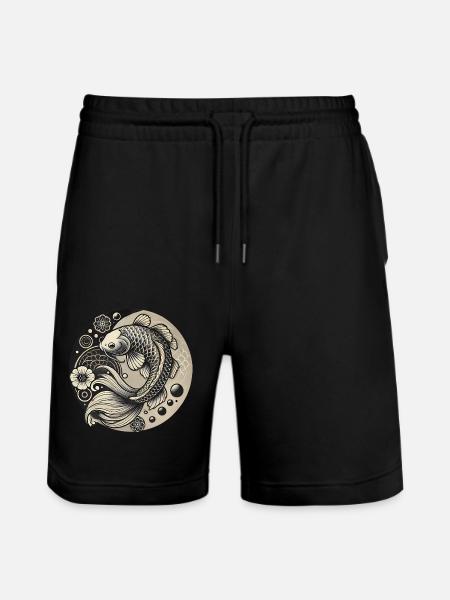 Koi Fish Harmony Design - Stanley/Stella Trainer Unisex Organic Jogging Shorts - black