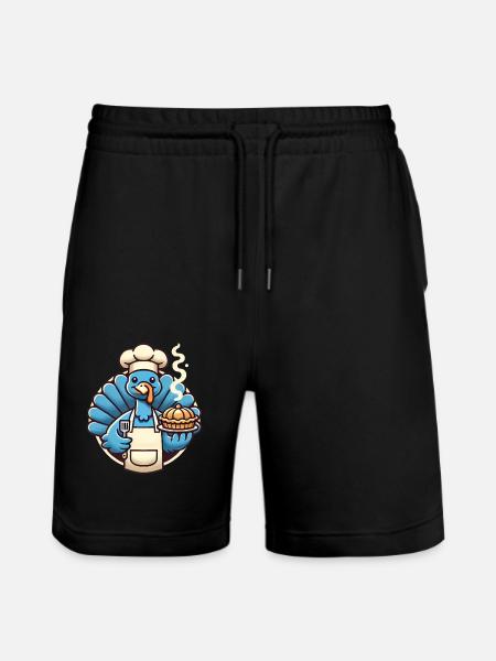Chef Turkey Serving Pumpkin Pie - Stanley/Stella Trainer Unisex Organic Jogging Shorts - black