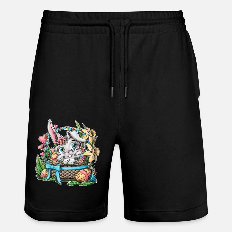 Osterhase im Körbchen - Stanley/Stella Unisex Bio Joggingshorts Trainer - Schwarz