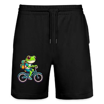 Grenouille sur vélo Adventure Design - Short de jogging bio TRAINER Stanley/Stella unisexe - noir - Devant - Nik (191cm) & Marisol (170cm)