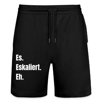 Es. Eskaliert. Eh. - Stanley/Stella Unisex Bio Joggingshorts Trainer  - Schwarz - Vorne - Nik (191cm) & Marisol (170cm)
