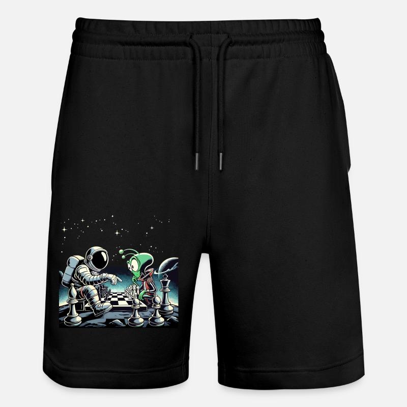 Astronaut Alien Schach Spiel Universum Geschenk - Stanley/Stella Unisex Bio Joggingshorts Trainer  - Schwarz