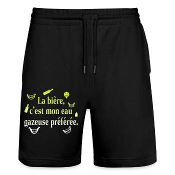 Papa Papa Humor Witz Geschenk Lieblingsbier - Stanley/Stella Unisex Bio Joggingshorts Trainer  - Schwarz - Vorne - Nik (191cm) & Marisol (170cm)