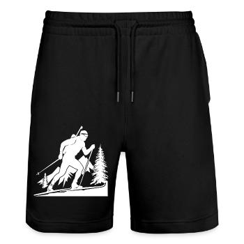 Biathlon Biathlete Winter Sports - Stanley/Stella Trainer Unisex Organic Jogging Shorts - black - Front - Nik (191cm) & Marisol (170cm)