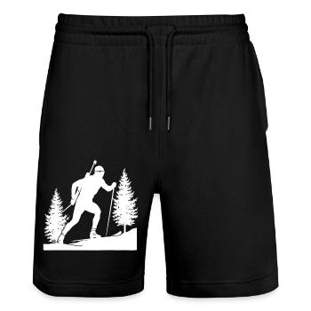 Biathlon Biathlet Wintersport - Stanley/Stella Unisex Bio Joggingshorts Trainer  - Schwarz - Vorne - Nik (191cm) & Marisol (170cm)