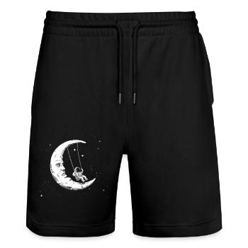 Astronaut Mond Schaukeln - Stanley/Stella Unisex Bio Joggingshorts Trainer  - Schwarz - Vorne - Nik (191cm) & Marisol (170cm)