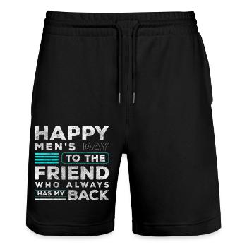 Men's Day Alcohol Male Handcart - Stanley/Stella Trainer Unisex Organic Jogging Shorts - black - Front - Nik (191cm) & Marisol (170cm)